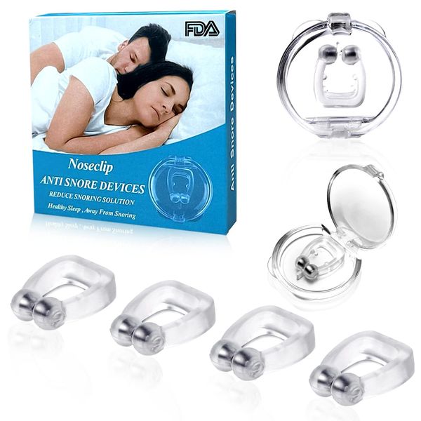 4PCS Anti Snoring Devices, Magnetic Silicon Anti Snore Nose Clip, Snoring Solution, Nasal Snore Stopper, Snore Guard to Stopping Snoring