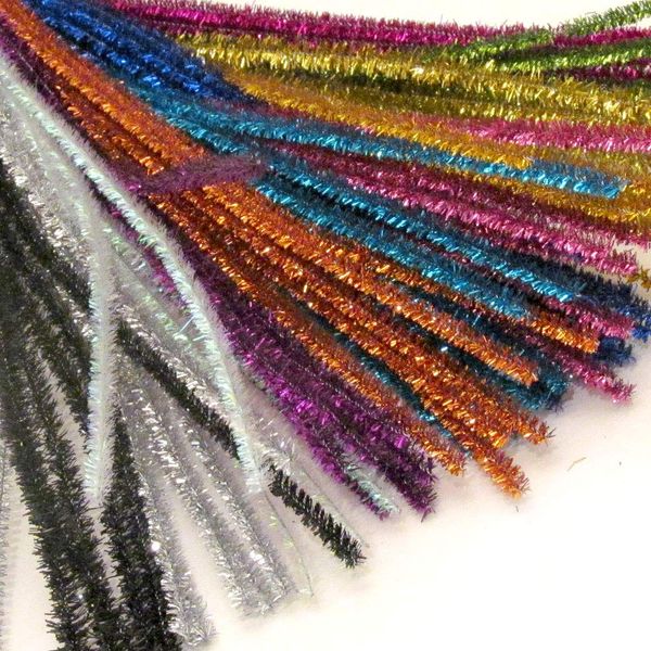 The Crafts Outlet Chenille Sparkly Stems, Pipe Cleaner, 12-in (30-cm), 50-pc, Mixed Pack