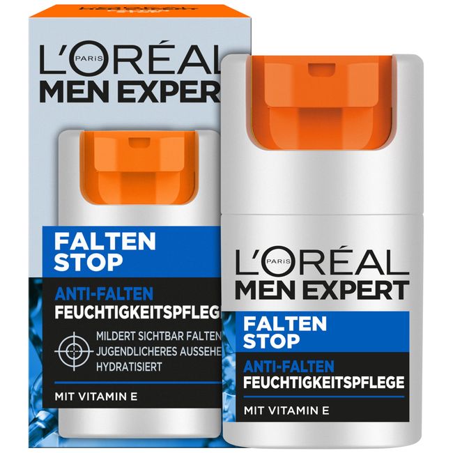 L'Oréal Men Expert Gesichtspflege gegen Falten für Männer, Anti-Aging Feuchtigkeitscreme gegen Hautalterung und Augenringe, Gesichtscreme für Herren mit Vitamin E, Falten Stop, 1 x 50 ml