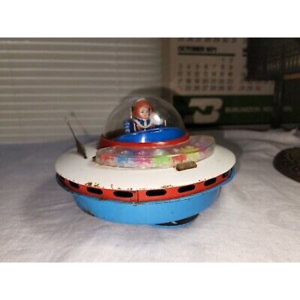 Vintage KO Sky Patrol Flying Saucer Working Tin Toy Japan Lights and Motion