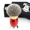 Synthetic Hair Shaving Brush Red & Silver Handle with Classical Box Presant for Men Gift Box