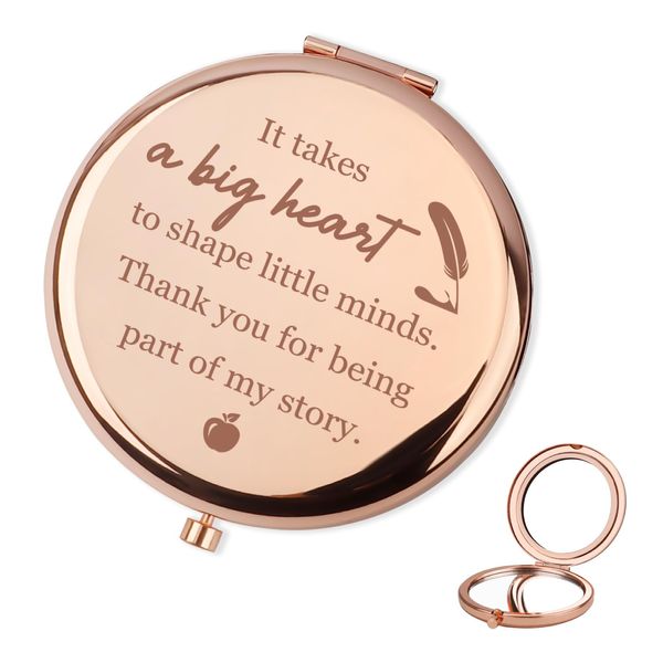Teacher Gifts for Women Men,Thank You Teacher Gifts Compact Makeup Mirror,Gift Teacher,Gifts for Teachers,Personalised Teacher Gifts,Nursery Teacher Gifts,Best Teacher Gifts Pocket Mirror Rose