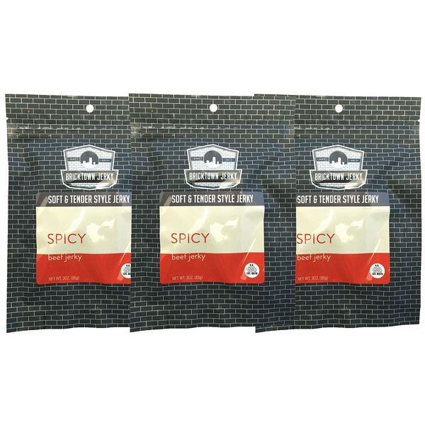 Spicy Soft and Tender Style Best Beef Jerky - 3 PACK - Try Our Best Tasting Soft Beef Jerky - 7.5 total oz.