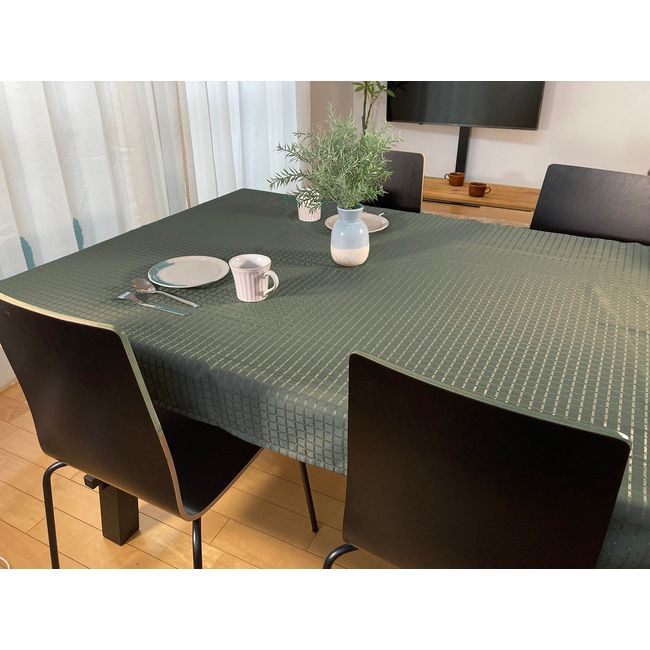 Cloth Shop Clothya, Table Cloth, Water Repellent, Non-Slip, Rectangular, For 4 People (Green [Check] Approx. 47.2 x 59.1 inches (120 x 150 cm) [1 Sheet])