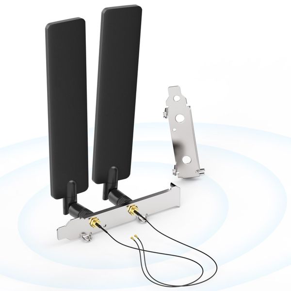 Bingfu Tri-Band WiFi Aerial 2.4GHz 5GHz 6E Wifi6 Antenna & 25cm U.FL IPX IPEX MHF4 to RP-SMA Cable with PCI Slot Bracket for M.2 NGFF Intel Wireless Network Card WiFi Adapter