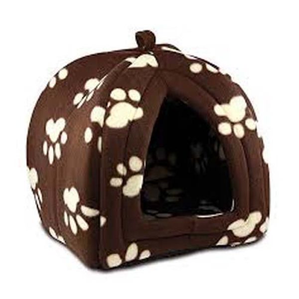 PET PAW PRINT DESIGN IGLOO PET DOG CAT PYRAMID BED HUT