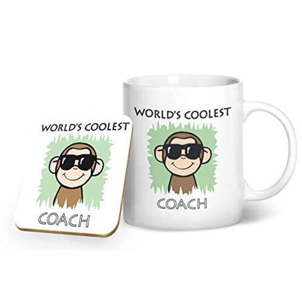 BWW Print - Worlds Coolest Coach Green - Mug & Coaster Gift Set