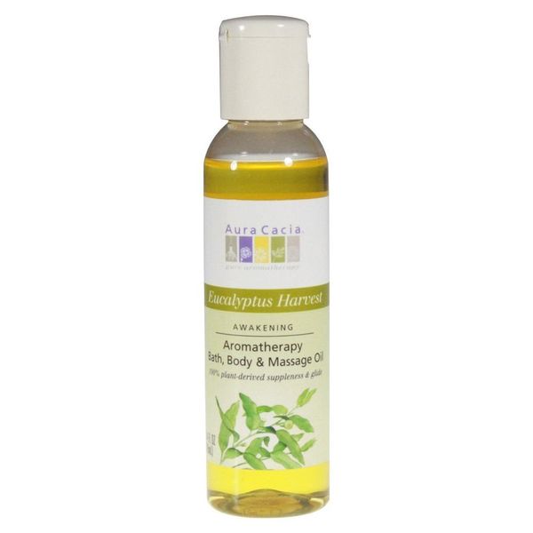 Aura Cacia Eucalyptus Harvest Body Massage Oil, 4 Ounce - 2 per case.2