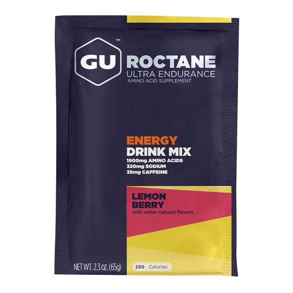 GU Energy Roctane Ultra Endurance Energy Drink Mix, Vegan, Gluten-Free, Kosher, and Dairy-Free n-the-Go Energy for Any Workout, 10 Single-Serving Packets, Lemon Berry