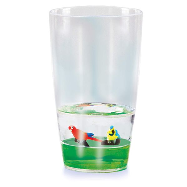 Floatarama Tumbler - Parrot from Deluxebase. Acrylic Drinking Glass with Floating Animal Figurines. 250ml BPA Free Parrot Tumbler for Children and Adults.