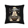 Cosmic Noodle Encounter - UFO & Ramen Throw Pillow