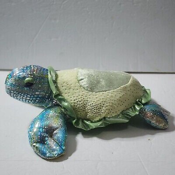 Aurora Sea Foam Green Sparkle Shiny TURTLE Plush Stuffed Animal 10"