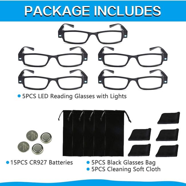 DuanMei 2 Pack Reading Glasses with Lights Led Readers with Lights Lighted  Magnifying Glasses Lighted Reading Glasses for Men Women Glasses with
