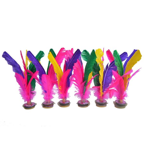 Baitaihem Kick Shuttlecock Chinese Jianzi Colorful Feather Foot Sports Outdoor Game (Style-B, 6 Pack)