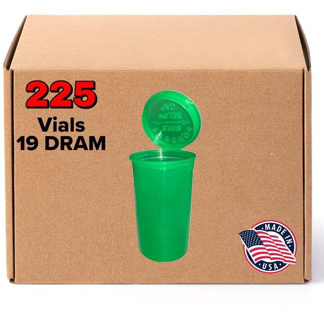 225 Translucent Green - 19 DRAM Pop Top Bottle - Smell Proof Containers