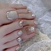 Nail Tip, Foot Nail Seal, False Nails, 24 Pieces, Cute Tips, Gel Nails, Nail Seal, Ribbon, Reusable False Nails, Korea, Popular, Easy to Apply Nail Supplies, Durable, Convenient, Glittering in Summer, Weddings, Coming-of-Age Ceremonies, Foot Nail Included