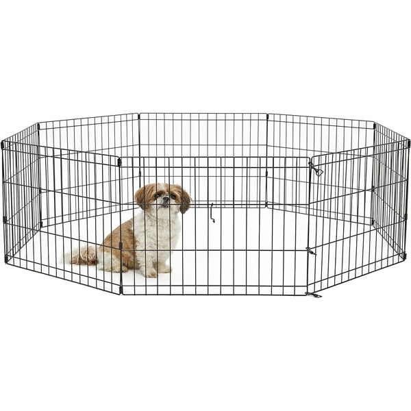 New World Pet Products 25"x18" Foldable Black Metal Dog Exercise Pen No Door NEW