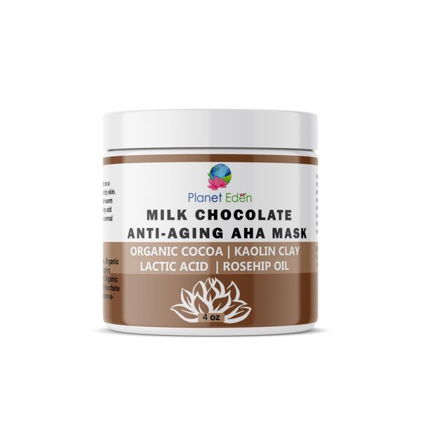 Planet Eden Organic Milk Chocolate and 15% Lactic Acid Facial Skin Mask with Organic Botanicals to Hydrate, Detox and Exfoliate - Spa Quality