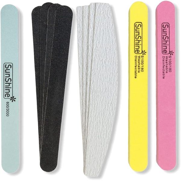 Nail care for gel nails Professional nail file set of 11 Nail file Emery board Zebra file Buffer Shiner (Assorted 11 pieces)