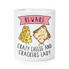 Beware Crazy Cheese And Crackers Lady Makeup Brush Pencil Pot