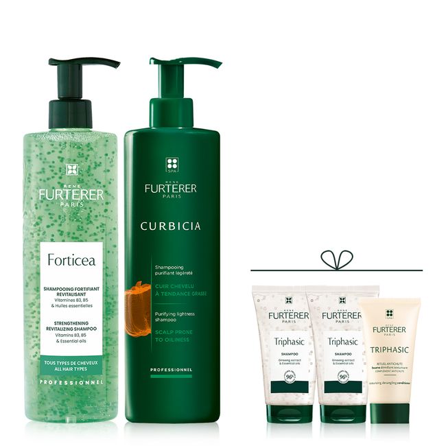 [Rene Furterer] Porticia &amp; Curbusia Deep Cleansing &amp; Oily Scalp Shampoo 600ml Duo (+130ml additional gift)