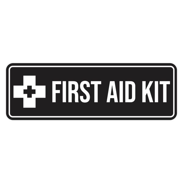 Standard First Aid Kit Sign (Black) - Small (5 Pack)