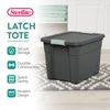 Sterilite 6Pk Latch Tote, Stackable Plastic Storage Container, 12Gal, Gray/Green