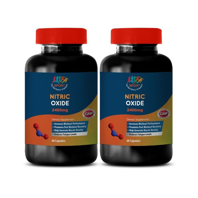 increase blood flow - Nitric Oxide 2400mg 2 Bottles - muscle recovery vitamins