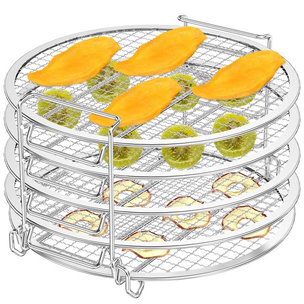 Air Fryer Rack Compatible with Ninja Foodi 8Qt Stainless Steel 8.5inch Dehydrator Stand 5 Layers Stackable Dehydrating Rack Grill for Air Fryer Oven