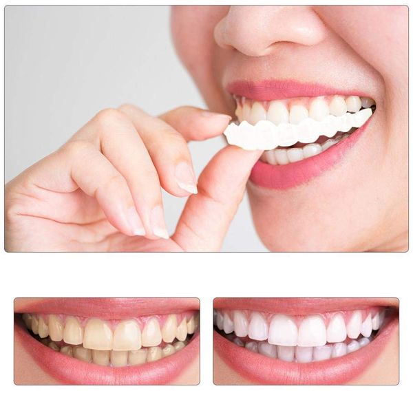 GQLZEH 8pcs Smile Denture Fit Flex Cosmetic Tea Comfortable Veneer Cover Teeth Whitening Snap-On Smile Teeth Cosmetic Denture Suitable for Adults