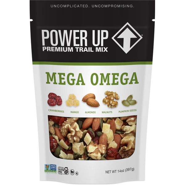 Power Up Premium Trail Mix - Mega Omega Trail Mix 14oz, Gluten Free, Vegan, Non-GMO