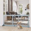 72" Extra Wide Freestanding Pets Gate, No-Mount Adjustable Barrier, Blue-grey