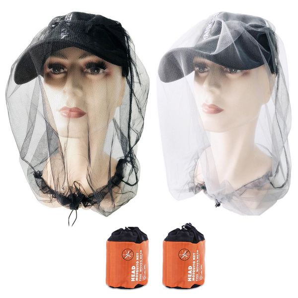 Samcos Outdoor Insect Repellent Net, Set of 2, Includes Storage Pouch, Mosquito Repellent, Mesh, Headwear, Insect Repellent, Head Cover, Head, Face, Portable, Guard, Shield, Insect Protection,