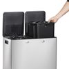 2×8 Gal Dual Trash Can Double Compartment Trash Garbage Can for Kitchen Silver