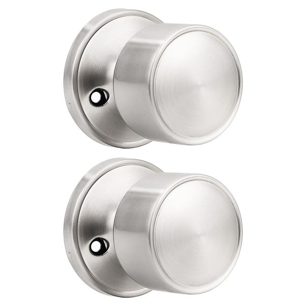 knobelite 2 Pack Dummy Knob Satin Nickel Closet Door Knobs Single Side Non-Turning, Inactive Interior Round Knob