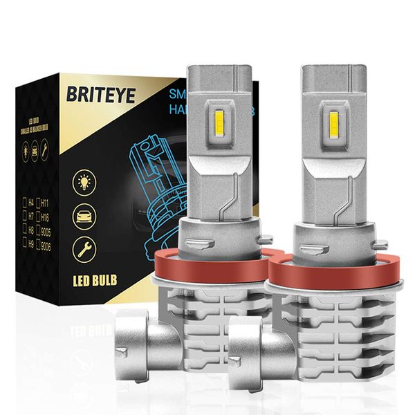 Briteye H11 LED Headlight, Vehicle Inspection, Built-in CREE Chip, 6,500K, White, H8/H9/H11/H16 LED Bulb, Integrated Type, Car Headlight, Fanless (Pack of 2)