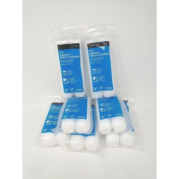 7 -2 Packs = 14 SHUR-LINE BEST White Woven 6” Mini Paint Rollers 3/8” Nap Core