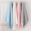Mud Pie Ivory Satin Trim Blanket, White, 34" x 28"