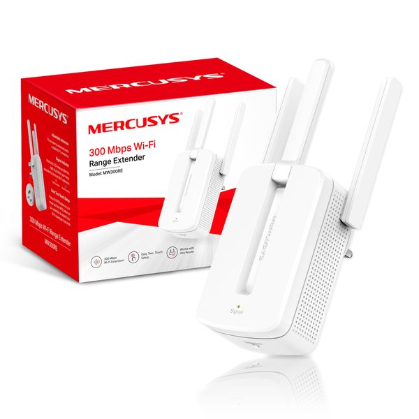 Mercusys MW300RE 300Mbps Wall-Plug Wifi Range Extender 3 Mimo Tech Antennas - packaging may vary