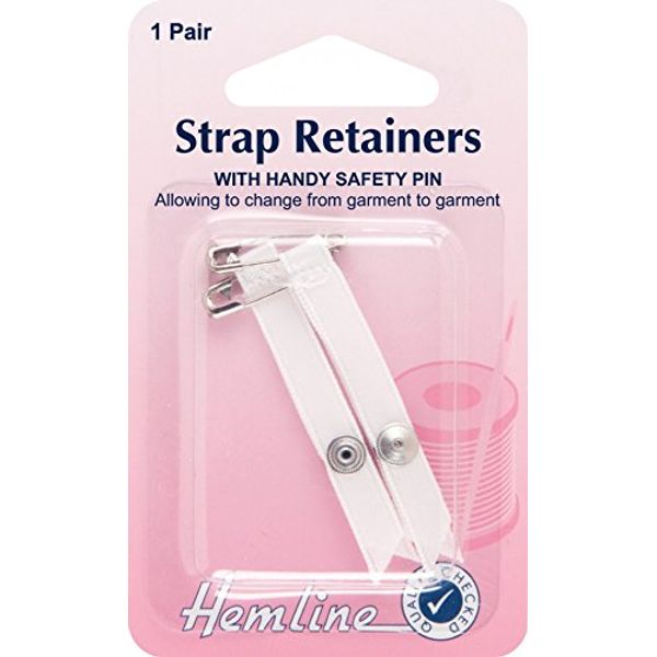 Hemline Shoulder Strap Retainers with Safety Pin White