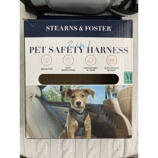 STEARNS & FOSTER 2 In 1 PET SAFETY HARNESS NEW SZ MEDIUM (20-55 Lbs)