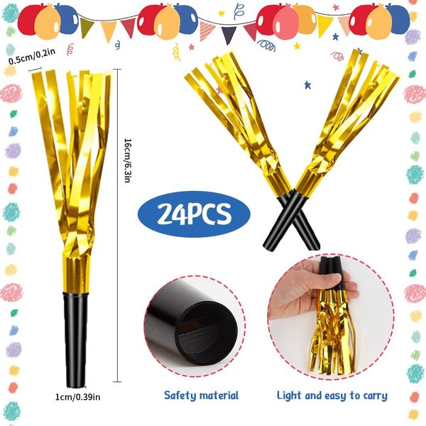 Party Blowers 24 PCS Gold Noise Makers Fun Party Favors Adult Birthday Party Favors Adult Party Favors Noise Makers for Sporting Events Party Whistles Birthday Horns New Years Party Halloween Party