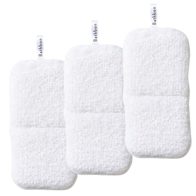 Yamazaki Sangyo 203574 Bath Cleaning Sponge, Bath Bon-kun, Sneaker, Antibacterial, White, Set of 3