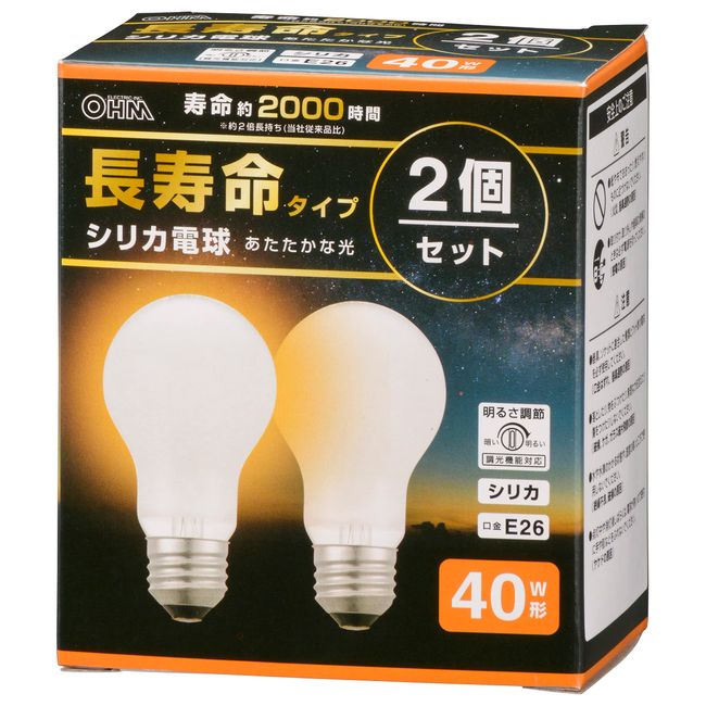 Ohm Electric LB-DL5638W-2PN 06-4754 OHM Long Life Incandescent Light Bulb E26 40W Shape Dimmable Filament Edison Light Bulb Silica