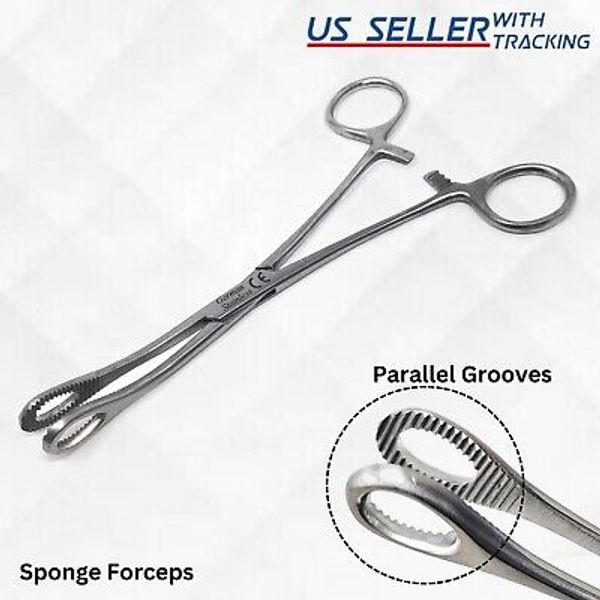 Sponge Holding Forceps Curved 7" Surgical Instruments