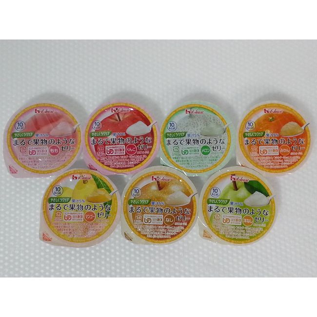 House Foods Gently Easy Care Jelly Like Fruits (UDF Class 3: Crush with Your Tongue), Variety Pack of 7 Types (Peach, Melon, Western Peas, Mango, Apple, Tangerines, None), 2.1 oz (60 g) x 1 Each