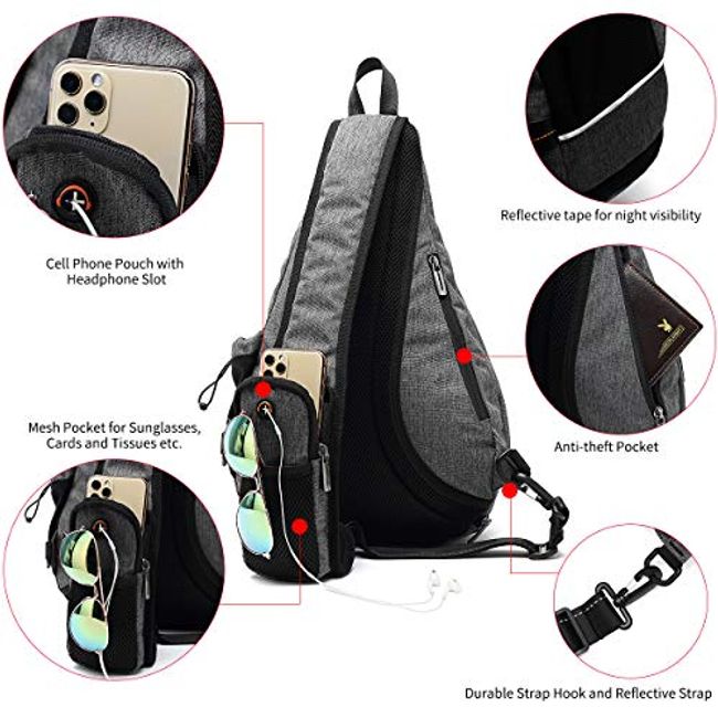 Anti-Theft Crossbody Sling Bag With USB Charging Port Waterproof