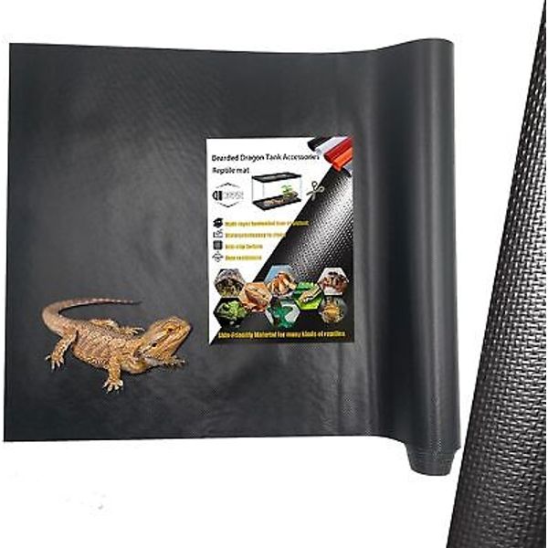 Bearded Dragon Tank Accessories,17.1"x 78.7"Reptile Terrarium Liner Black