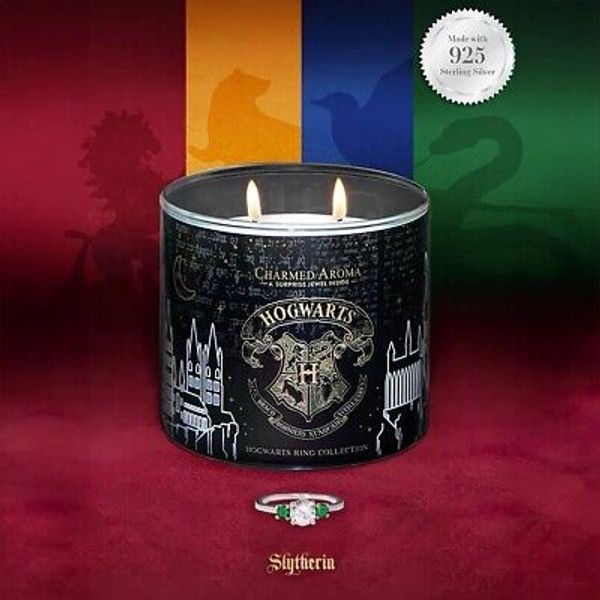 Charmed Aroma Harry Potter Hogwarts Slytherin Candle 925 Sterling Silver Ring 7