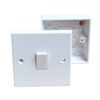 Single Wall Switch & Back Box Pattress. 1 Gang 2 Way Switched Electrical